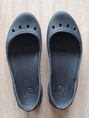Crocs Black Mary Jane Foam Ballet Flats Comfort Slip-On Clogs  Coushioned Shoes